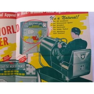 Round The World Trainer Arcade FLYER 1955 Original NOS Game Artwork